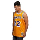 Mitchell &amp; Ness Los Angeles Lakers #32 Magic Johnson yellow Swingman Jersey 