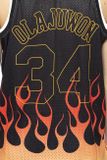 Mitchell &amp; Ness Houston Rockets #34 Hakeem Olajuwon black NBA Flames Swingman Jersey