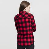 Damen Hemd Urban Classics Ladies Turnup Checked Flanell Shirt blk/red