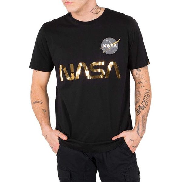 Herren T-Shirt alpha industries NASA Reflective T-Shirt Black