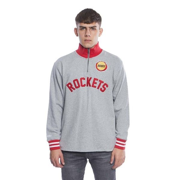 Mitchell & Ness sweatshirt Houston Rockets Sealed The Victory 1/4 Zip grey heather/red