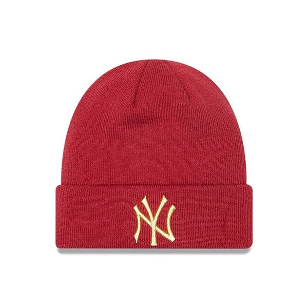 NEW ERA MLB League essential Cuff knit Metallic logo NY Yankees Red