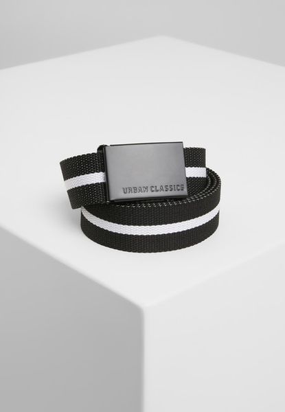 Urban Classics Canvas Belts black white stripe/black