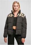 Urban Classics Ladies AOP Sherpa Mixed Puffer Jacket black/sandleo