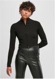 Urban Classics Ladies Cropped Rib Knit Zip Cardigan black
