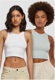 Urban Classics Ladies Cropped Rib Top 2-Pack frostmint+white