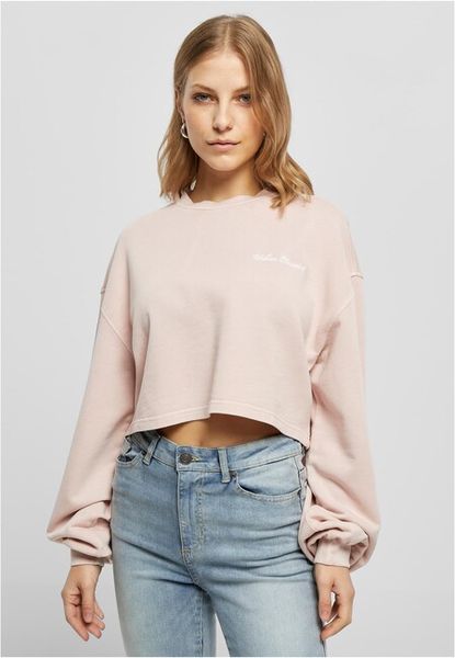Urban Classics Ladies Cropped Small Embroidery Terry Crewneck pink