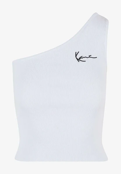 WMNS Top Karl Kani Chest Signature Essential Asymmetric Rib Top white